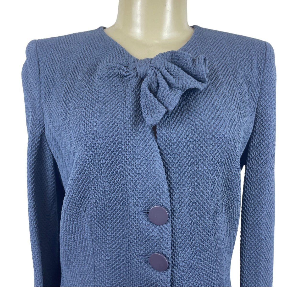 Armani Collezioni Women's Blue Cardigan Ruffled Neck Sz 12 (EUR 42)