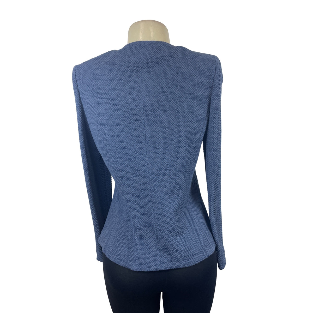 Armani Collezioni Women's Blue Cardigan Ruffled Neck Sz 12 (EUR 42)