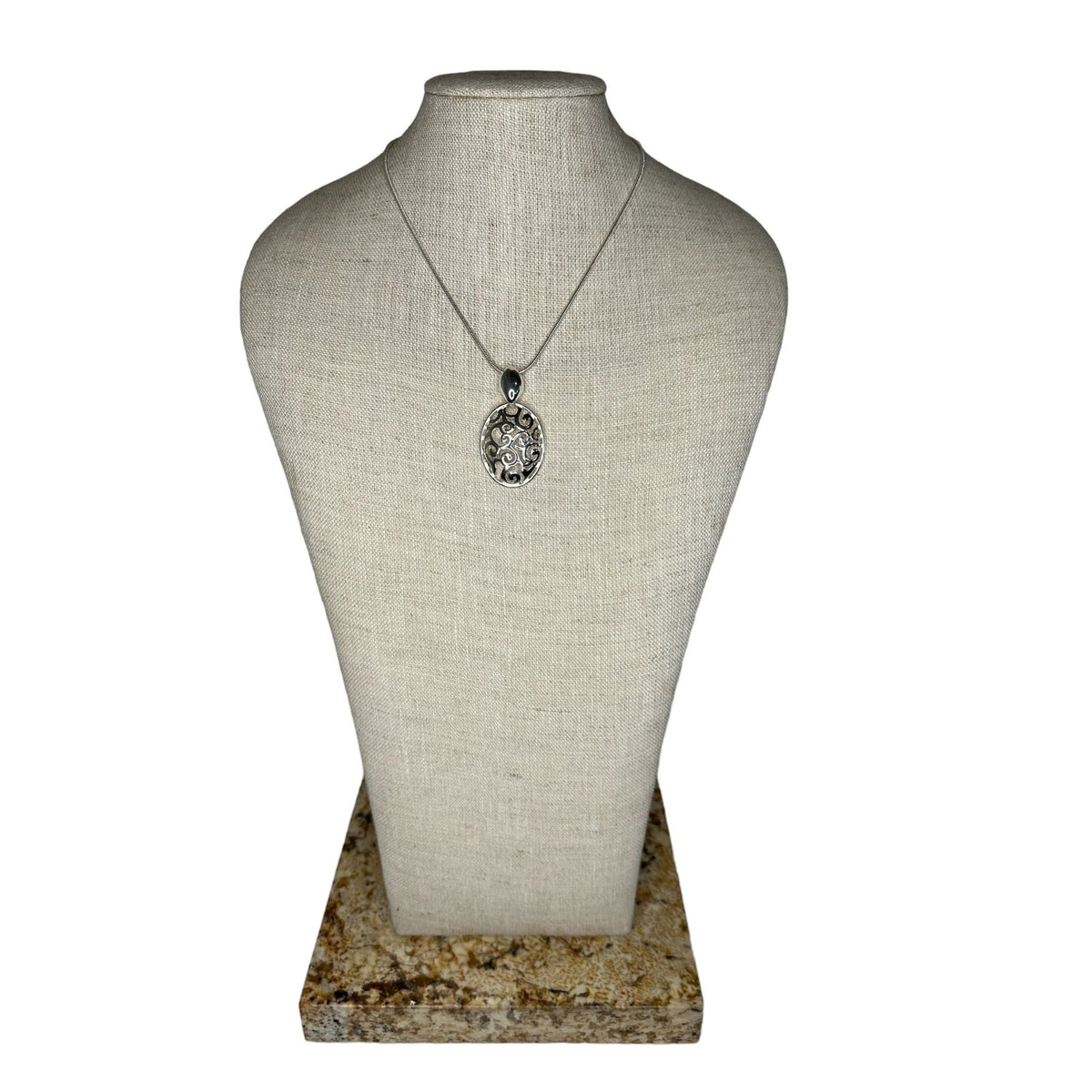 Vintage Silver Tone Rope Necklace With Celtic Pendant - 19in