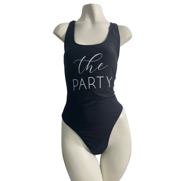 Black "The Party" Womens Swimsuit With Scoop Neck & High Cut Legs Sz 2XL- NEW