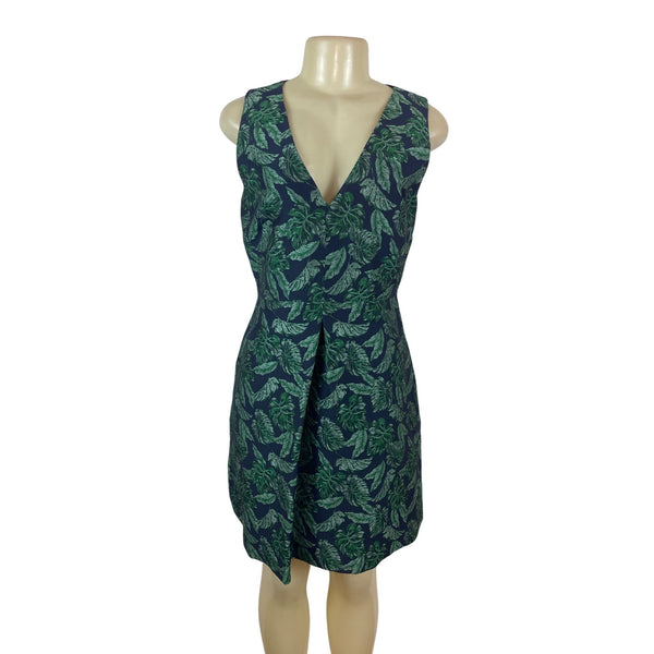 Tropical Leaf Print Sleeveless V-Neck Dress By Sam Edelman Size 8