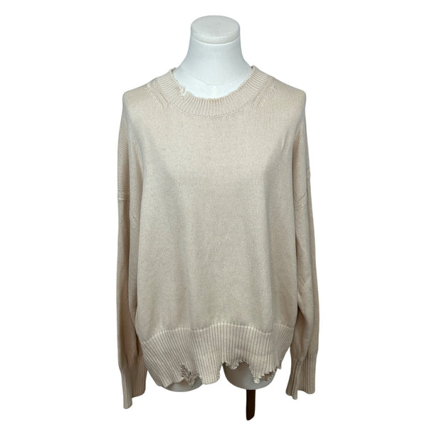 525 Evereve Womens Beige Cotton Long Sleeve Round Neck Sweatshirt Size L - New