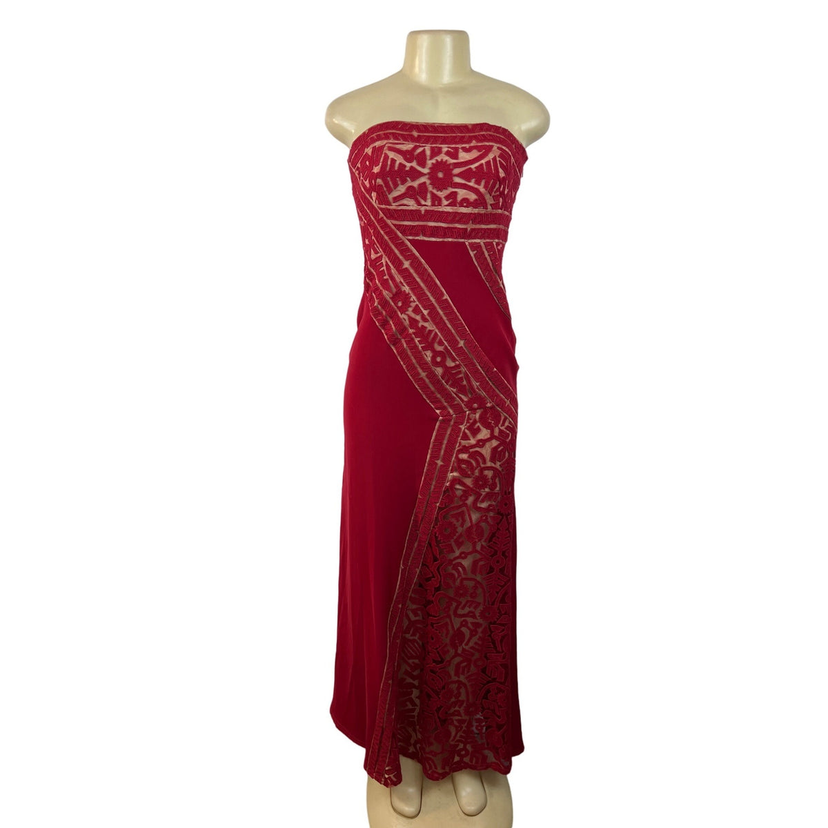 Tadashi Shoji Women's Red Column Strapless Dress Sz 0