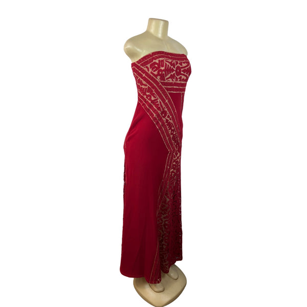 Tadashi Shoji Women's Red Column Strapless Dress Sz 0