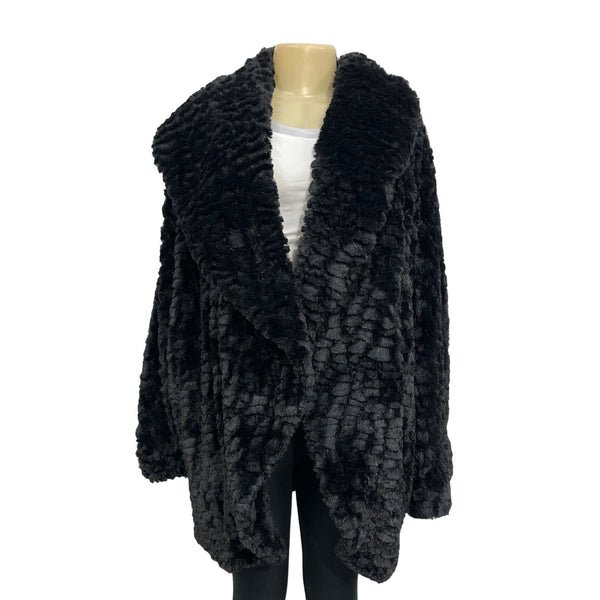 Adrienne Landau  Women's Black Faux Fur Coat Size L