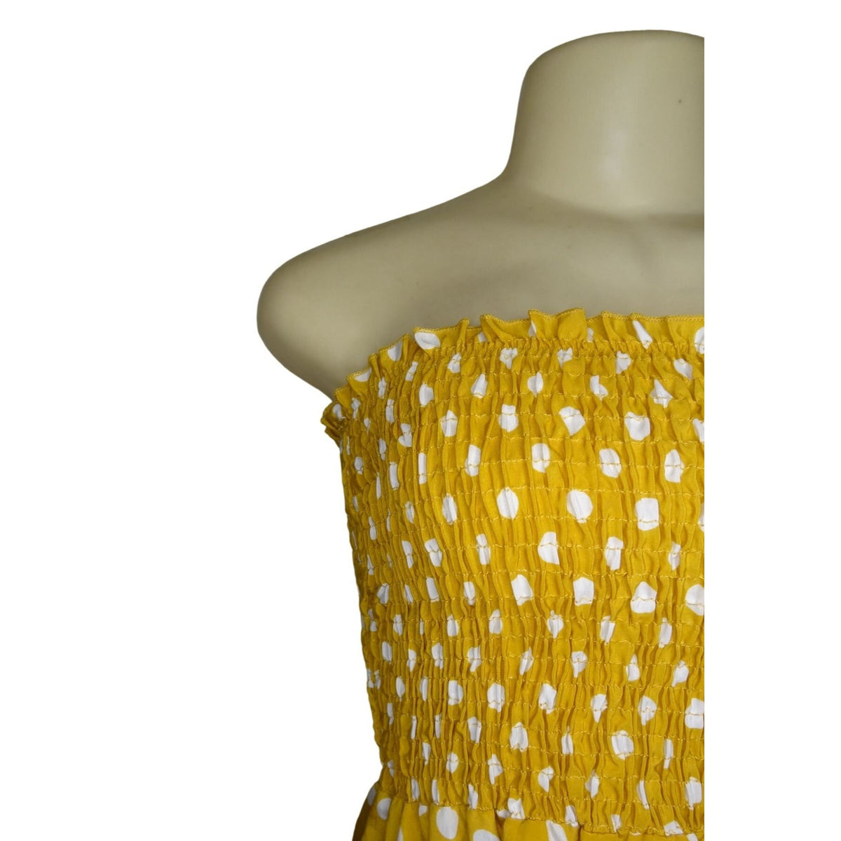 NWT Angie Yellow Polka Dots Dress for Woman Size M Long Tail Summer