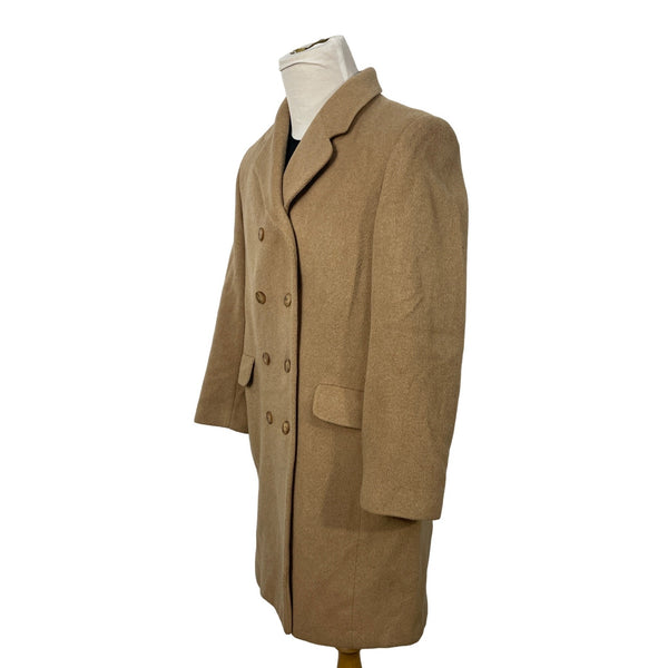 Classic Women's Khaki Button Up Wool Coat by Evan Picone Size 14 Office Garment