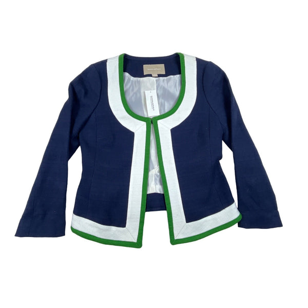 Banana Republic Women's Blue and Green Color Block Blazer Sz 2 - Office Garment