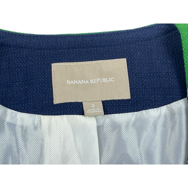 Banana Republic Women's Blue and Green Color Block Blazer Sz 2 - Office Garment