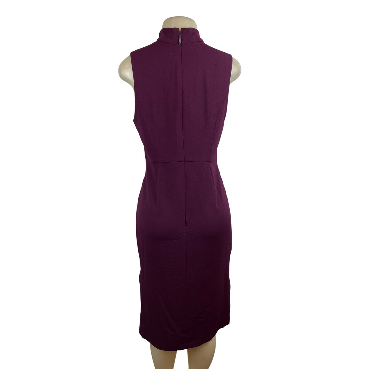 BCBGeneration Womens Sleeveless Plum Midi Dress with Choker Collar Sz 8