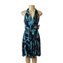 Roulette Women's Black Blue Halter Neck Ocassion Midi Dress Sz M- NWT