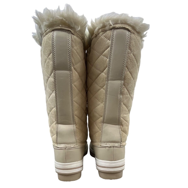 Polar Women's Beige Nylon Tall Winter Snow Boot Sz 9