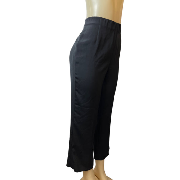 Lafayette 148 New York Womens Black Cropped Pants With Side Zipper Size 10