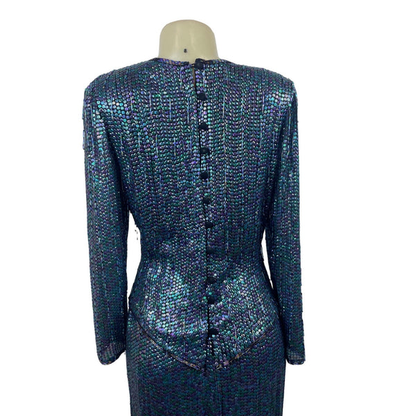 Vtg 60s Rizik Bros Women’s Sparkly Sequin 2 Pc Blouse and Skirt Set Sz XS - S