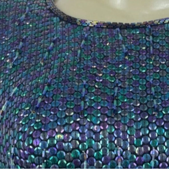 Vtg 60s Rizik Bros Women’s Sparkly Sequin 2 Pc Blouse and Skirt Set Sz XS - S