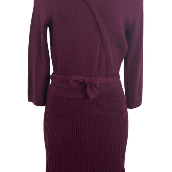 Kate Spade Women's Purple V Neck Long Sleeve Wrap Dress Sz S - NWT