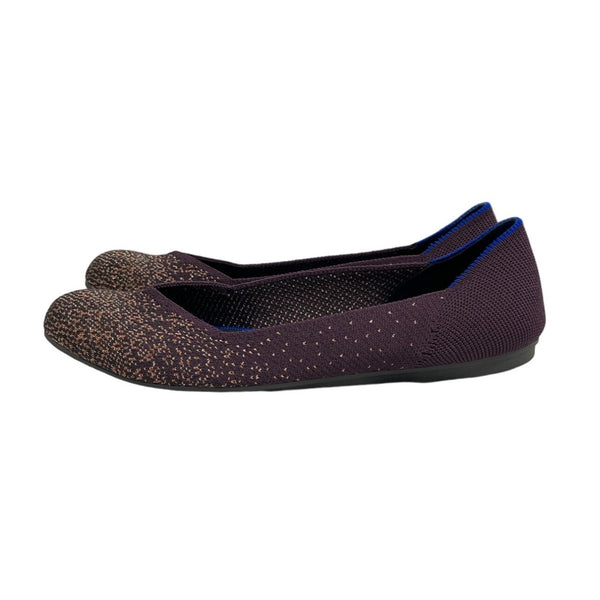 Rothys Women's Purple Sparkling Copper Flat Flax Sz W8.5