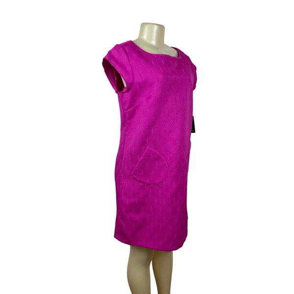 Karin Stevens Petites Womens Pink Textured Shift Dress W/ Pockets Sz 12P-New