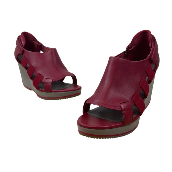 Camper Romain Kremer Women’s Red Leather Back Strap Together Wedge Sandals Szize 7