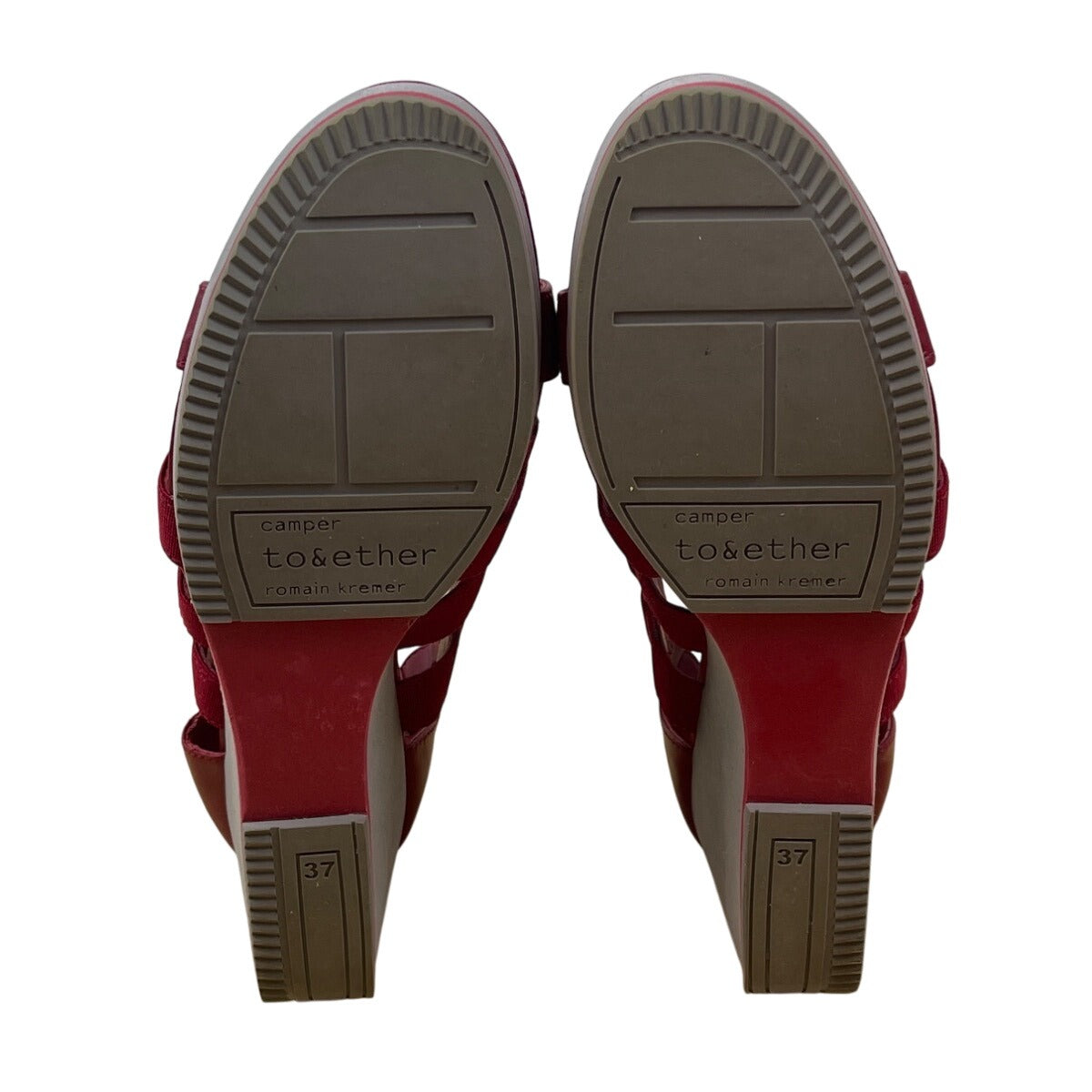 Camper Romain Kremer Women’s Red Leather Back Strap Together Wedge Sandals Szize 7