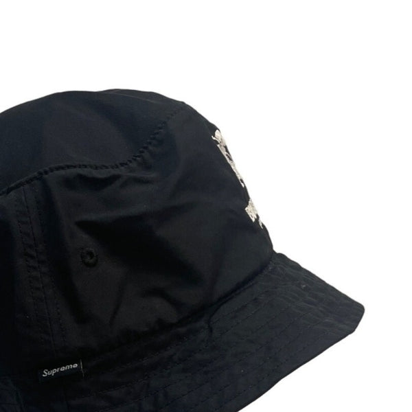 Burberry x Supreme Men's Black & White Embroidered Signature Crusher Bucket Hat Sz M/L