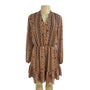 Charming Charlie Women's Brown Printed Long Sleeve Dress Sz M