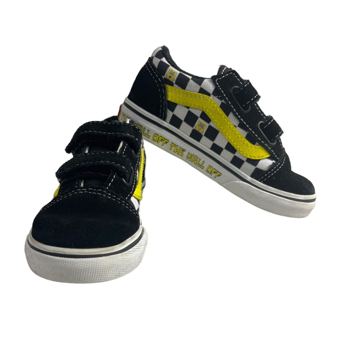 Vans SpongeBob SquarePants Black Yellow Adjustable Strap Toddler Sneakers Sz 9