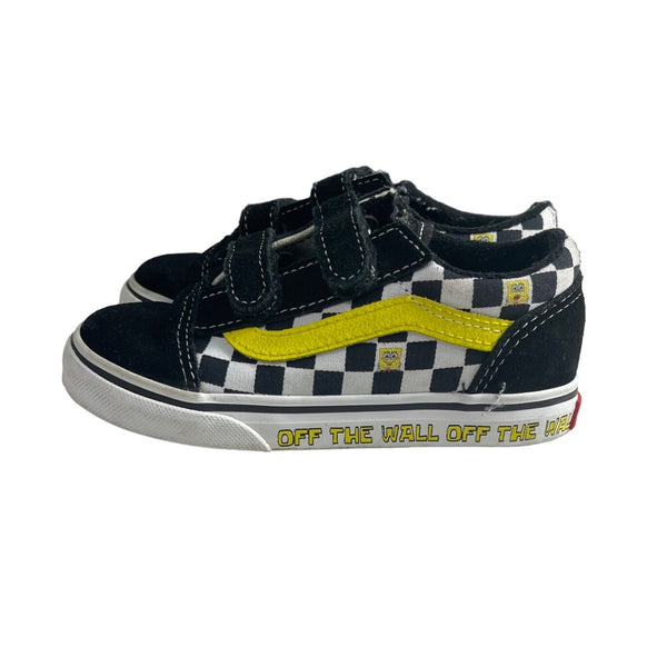 Vans SpongeBob SquarePants Black Yellow Adjustable Strap Toddler Sneakers Sz 9