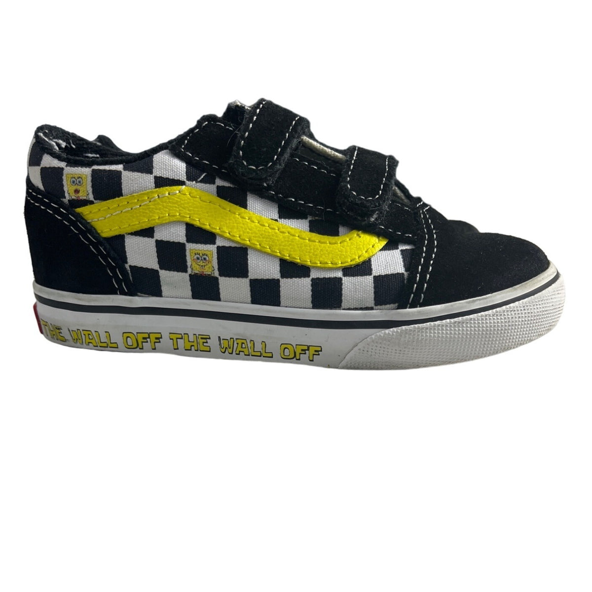 Vans SpongeBob SquarePants Black Yellow Adjustable Strap Toddler Sneakers Sz 9