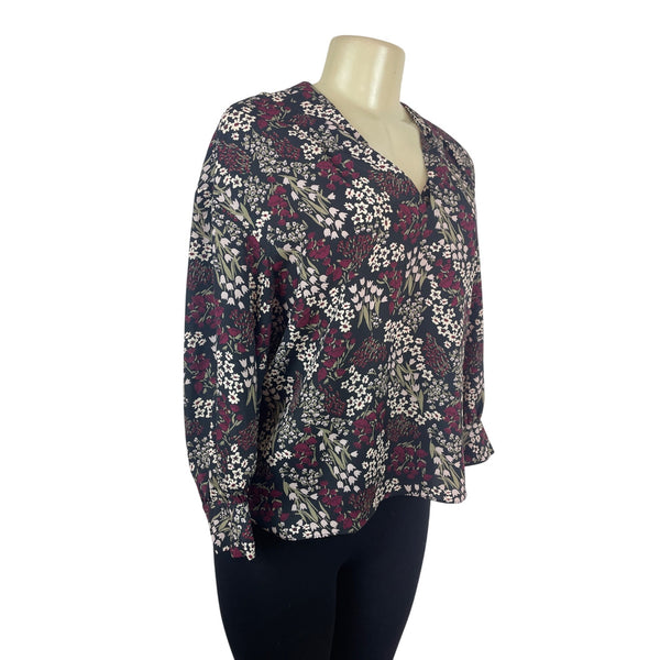 Joie Womens Multicolor Floral Print V-Neck Blouse Sz S - New