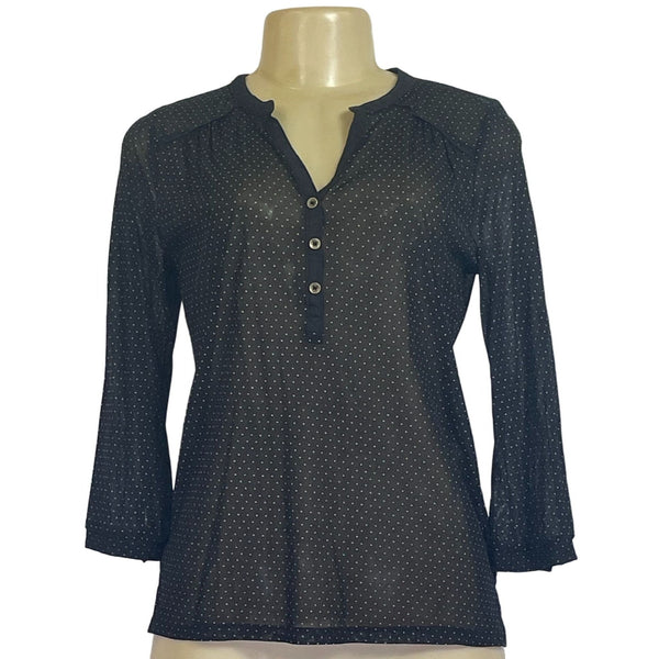 NWT The limited Long Sleeve Blouse Black With White Dots Size Small Women's Shirt