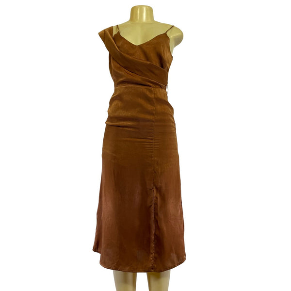 NWT J.O.A Sleeveless Back Zipper Girly Glam Small Color Brown Women's Dress