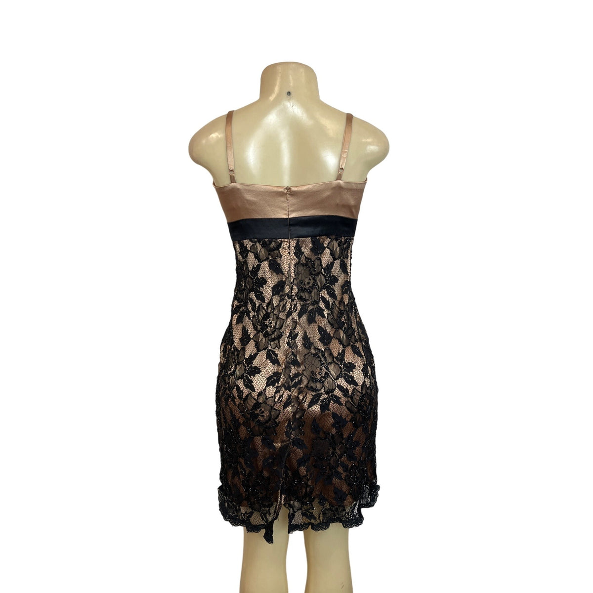 Absolut Women's Rose Gold and Black Lace Mini Dress Sz 8