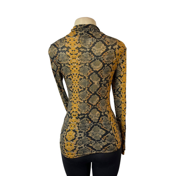 Leith Women's Snake Print Long Sleeve Turtle Neck Sz S