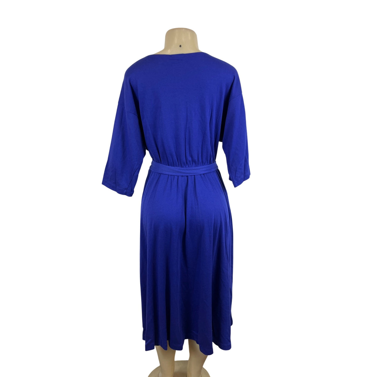 Motherwear Blue Nursing Dress With Belt & Elbow Length Sleeves Sz M