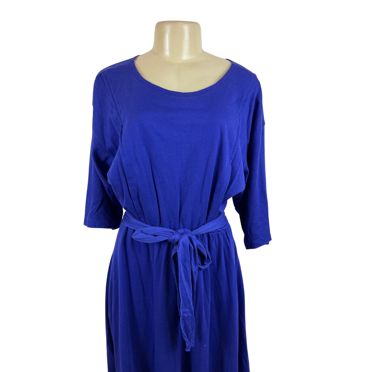 Motherwear Blue Nursing Dress With Belt & Elbow Length Sleeves Sz M