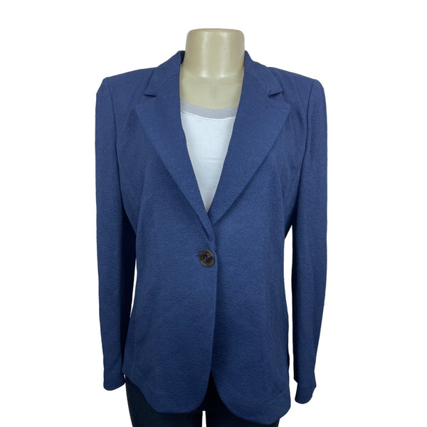 Giorgio Armani Womens Textured Blazer Jacket Size 48 Blue Made In Italy