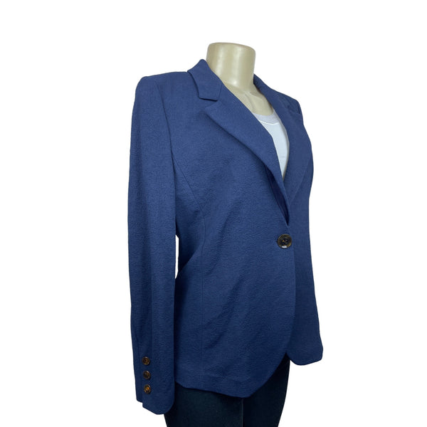 Giorgio Armani Womens Textured Blazer Jacket Size 48 Blue Made In Italy