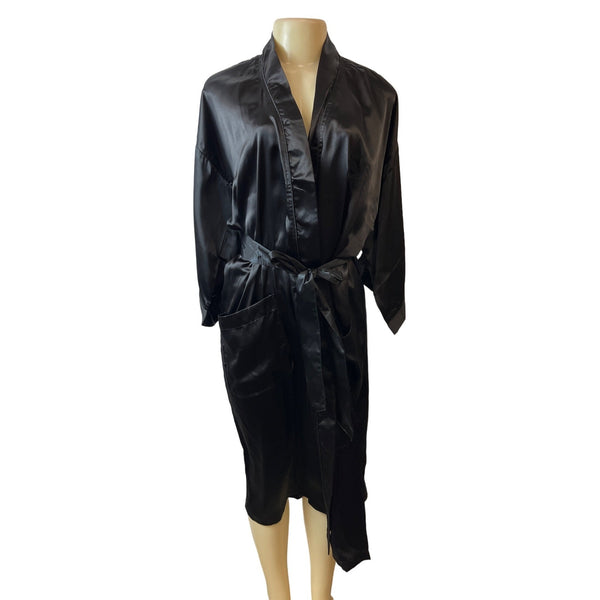 Christian Dior Women's Embroidered Black Long Sleeve Robe One Size