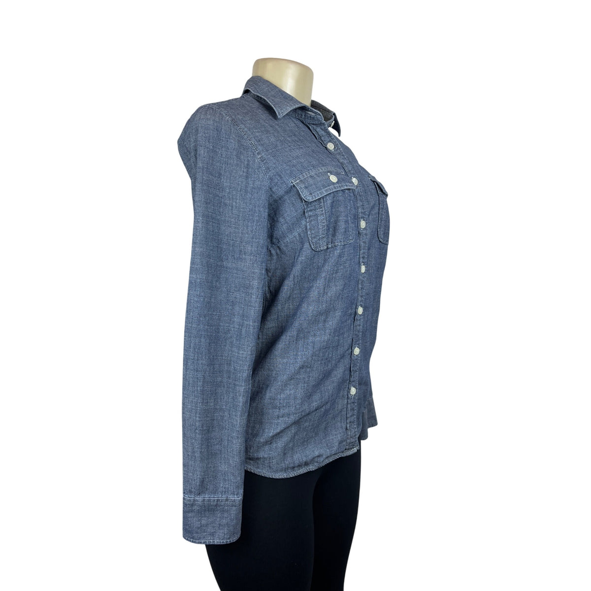 J. Crew Womens Chambray Button-Up Long Sleeve Denim Shirt  Sz XS