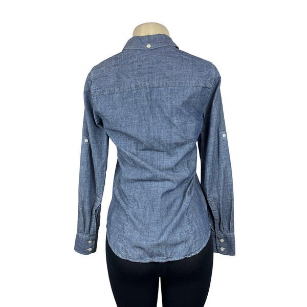 J. Crew Womens Chambray Button-Up Long Sleeve Denim Shirt  Sz XS