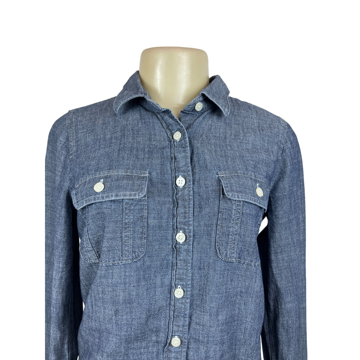 J. Crew Womens Chambray Button-Up Long Sleeve Denim Shirt  Sz XS