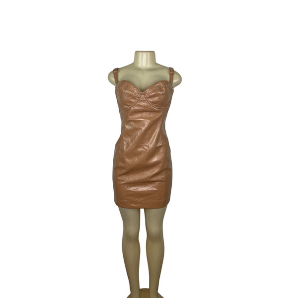 Meshki Faux Leather Strap Mini Dress Size M/L