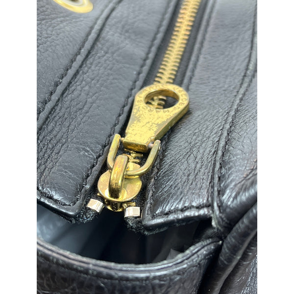 Marc By Marc Jacobs Black Leather Satchel Bag With Gold Hardware