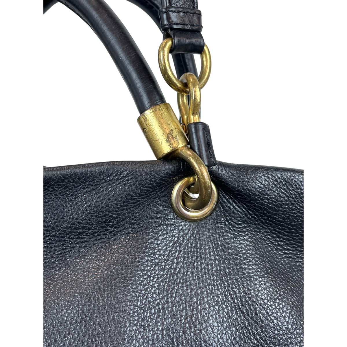 Marc By Marc Jacobs Black Leather Satchel Bag With Gold Hardware