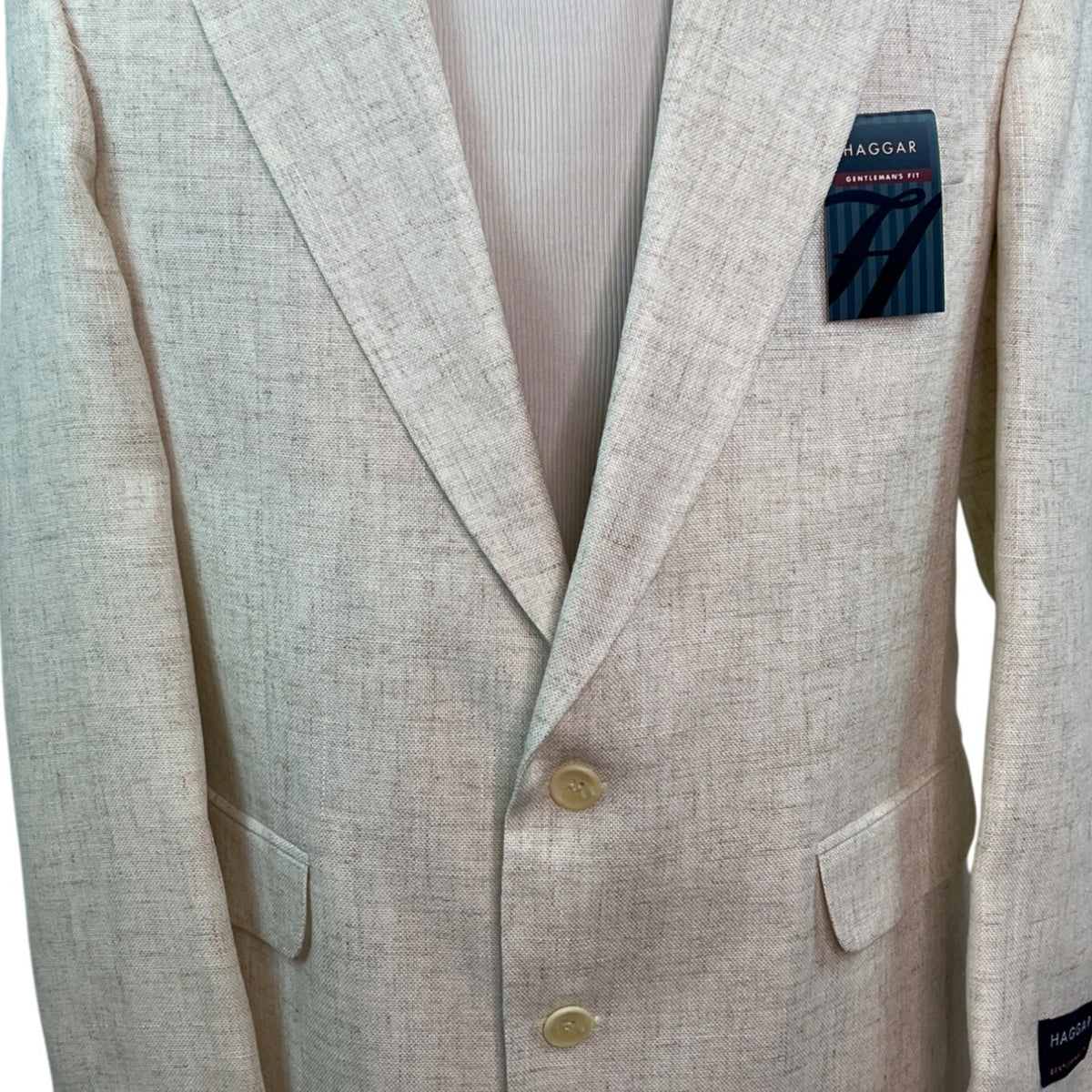 Haggar Gentlemans Fit Beige Linen Blend Blazer Jacket