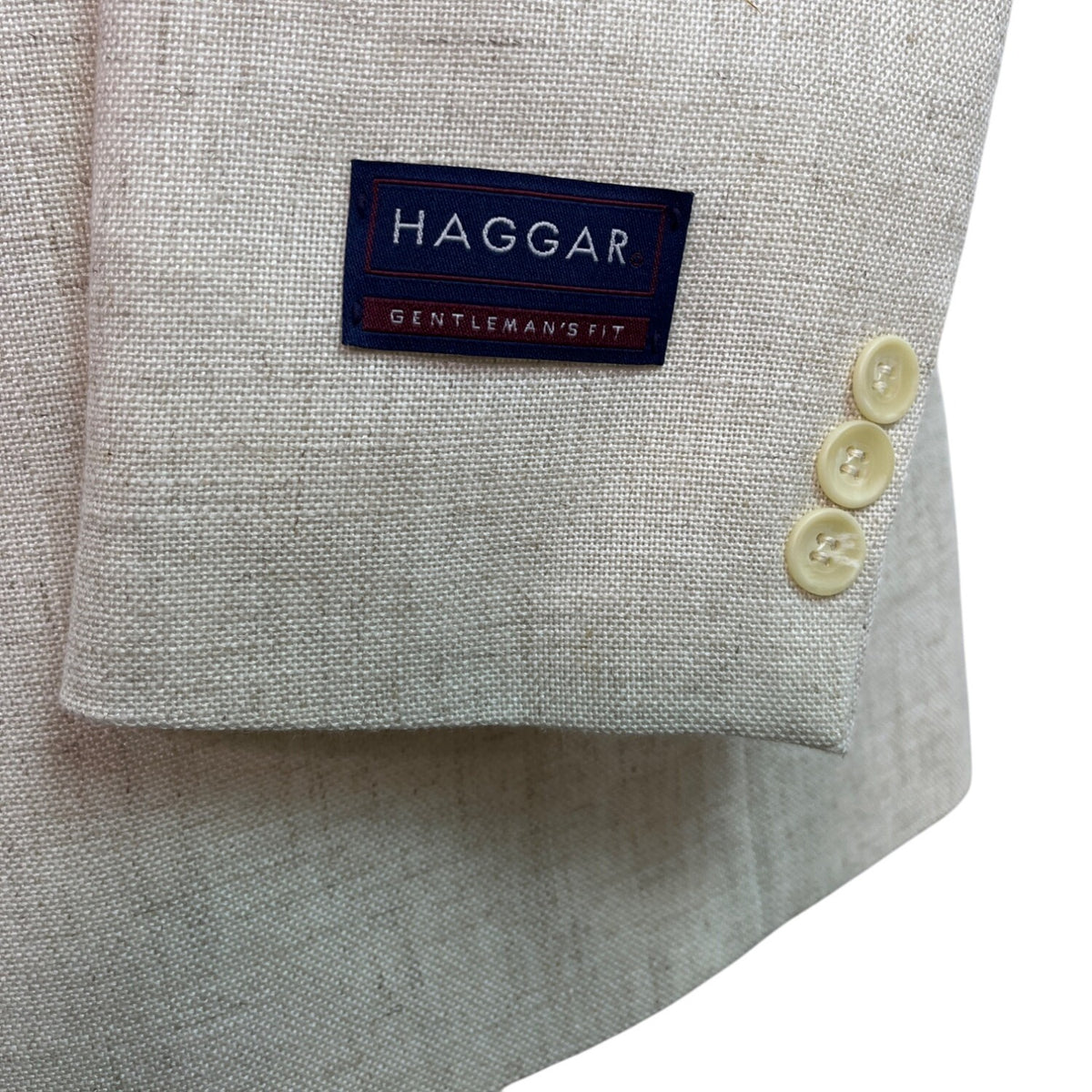 Haggar Gentlemans Fit Beige Linen Blend Blazer Jacket