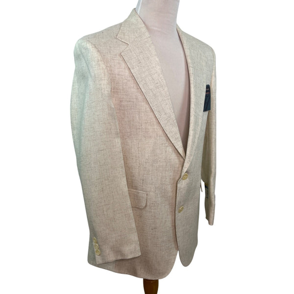 Haggar Gentlemans Fit Beige Linen Blend Blazer Jacket