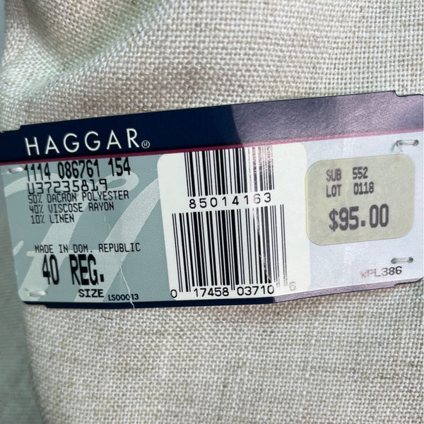 Haggar Gentlemans Fit Beige Linen Blend Blazer Jacket