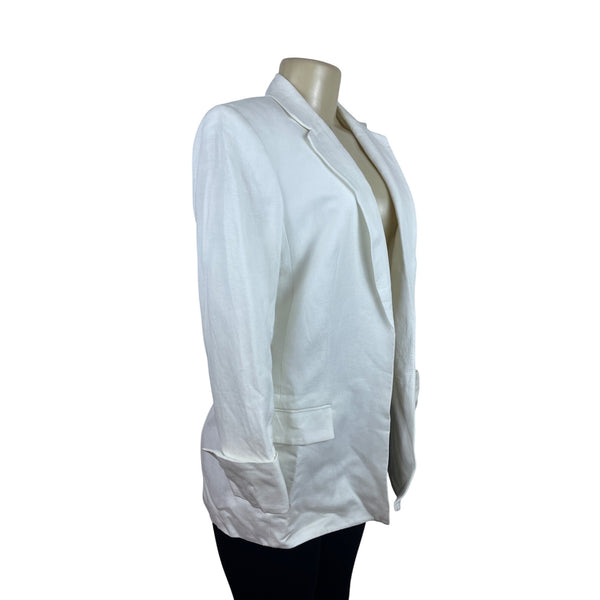 Calvin Klein Womens White Linen No Closure Suit Blazer Jacket Sz 10 - New